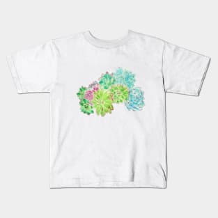 succulent arrangement watercolor painting Kids T-Shirt